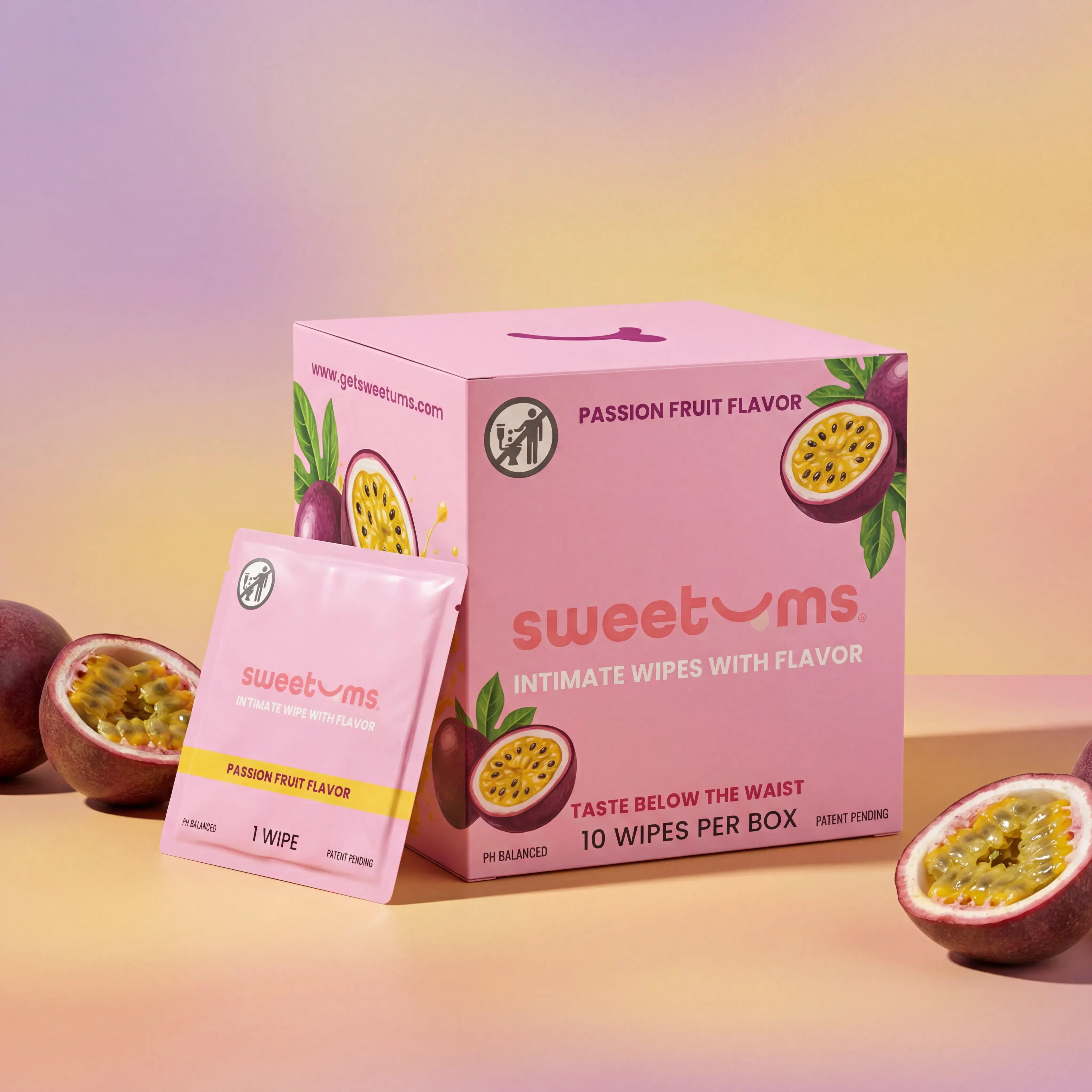 Sweetums Passion Fruit Flavored Intimate Wipes