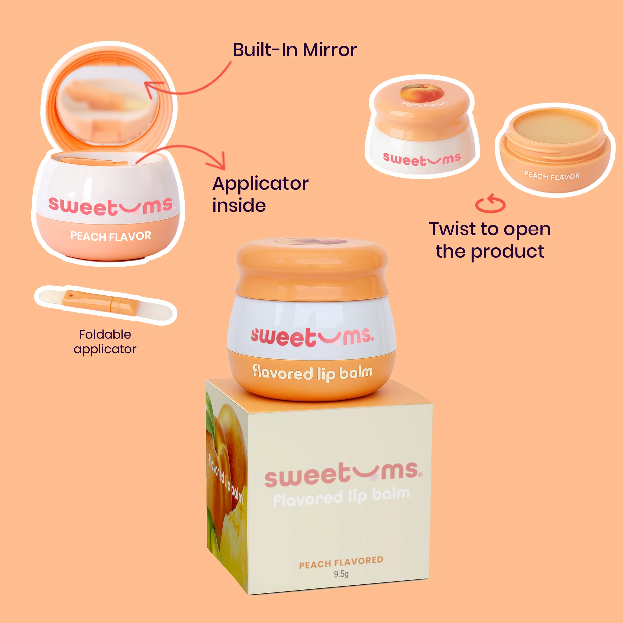 Sweetums Peach Flavored Lip Balm - Image 5
